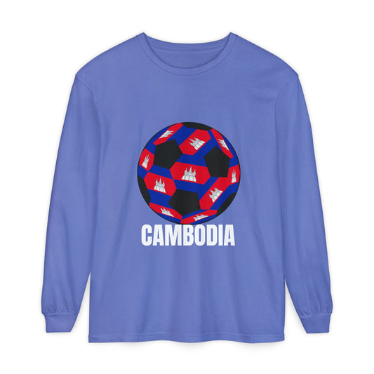 Cambodia Fan Specialty Soccer Ball Design Long Sleeve Tee