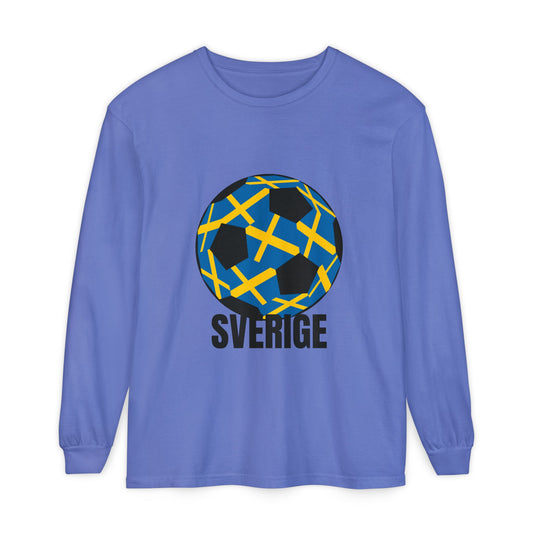 Sverige Fan Specialty Soccer Ball Design  Long Sleeve T‑Shirt Black Text