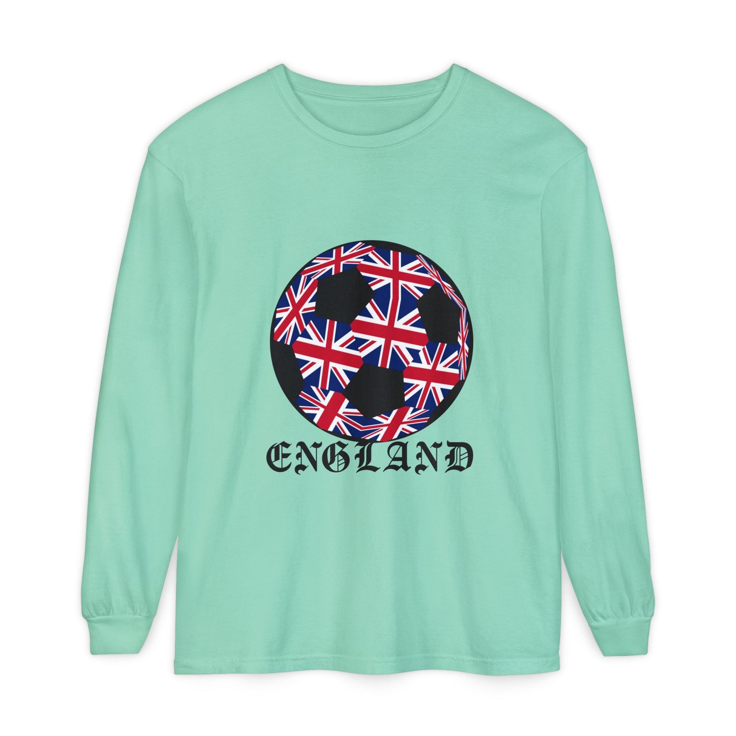 Old English Style Specialty Soccer Ball Design Long Sleeve Tee