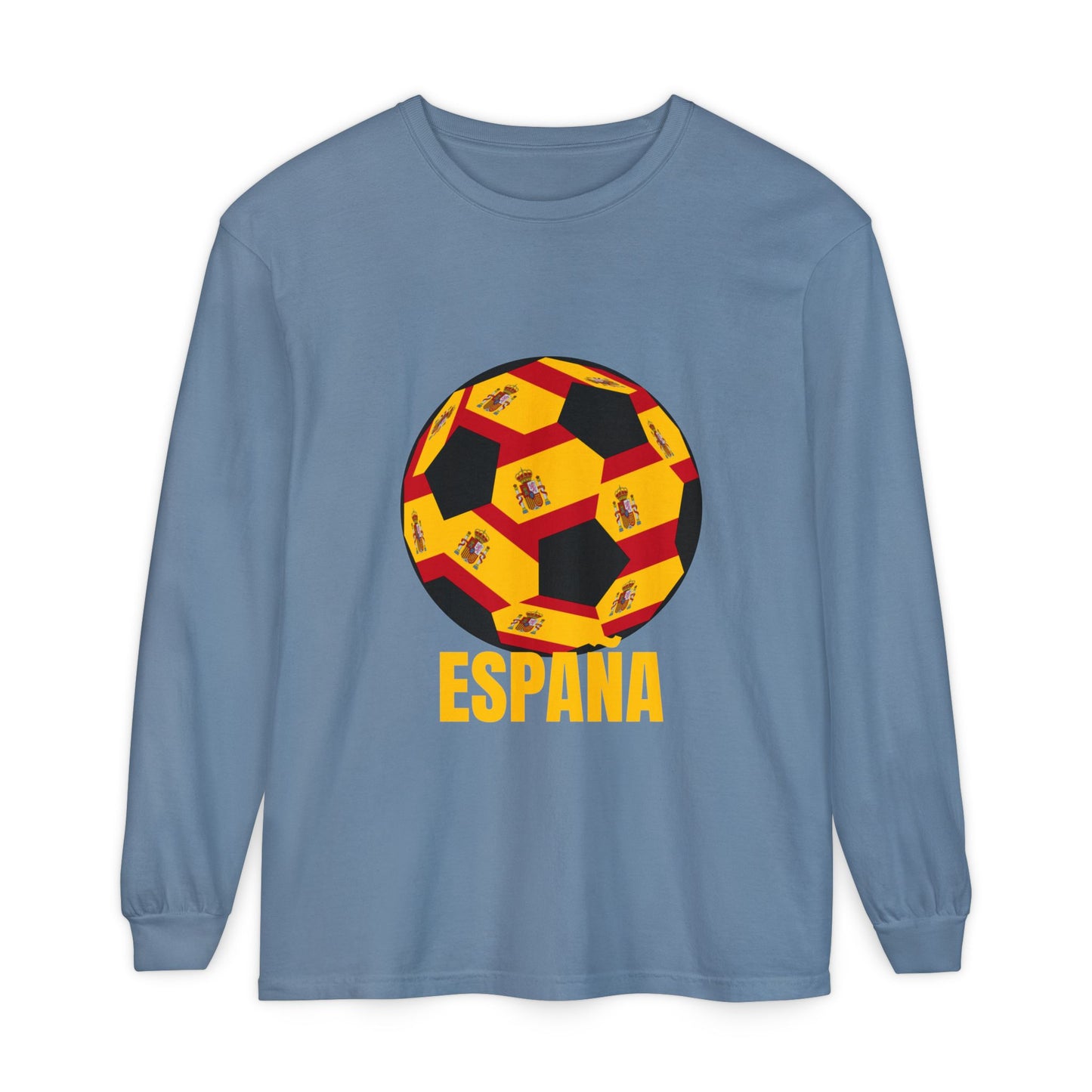 España Soccer Ball Long Sleeve Tee  Gold Text