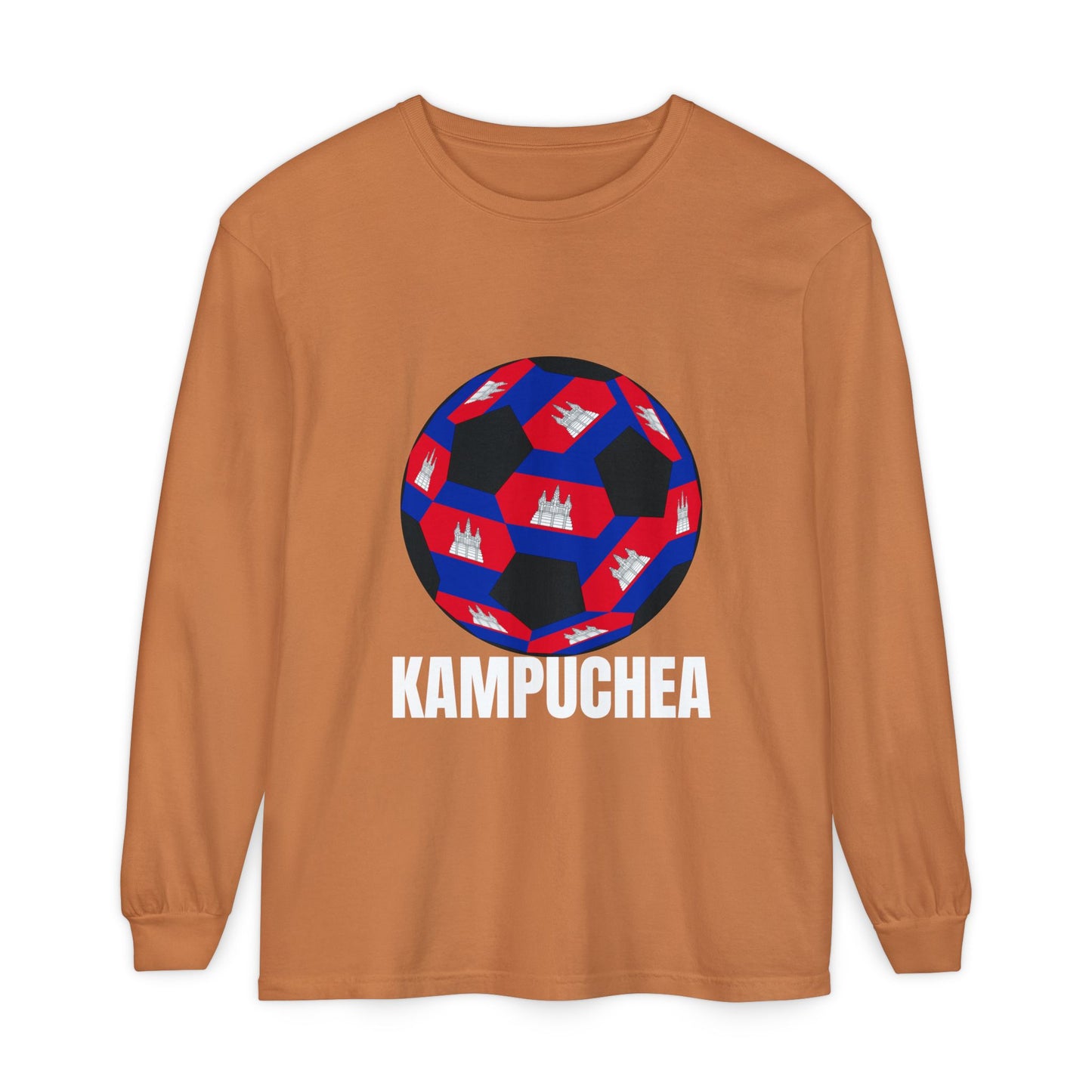 Kampuchea Fan Specialty Soccer Ball Design Long Sleeve Tee