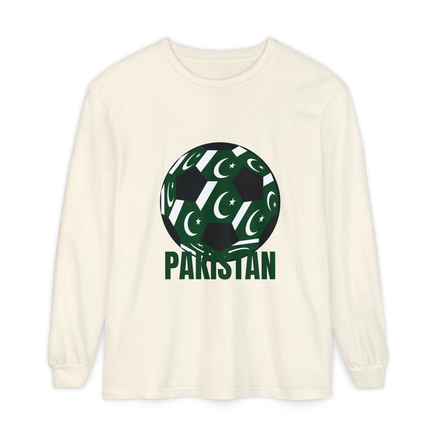 Pakistan Fan Specialty Soccer Ball Design T Shirt  Long Sleeve Tee