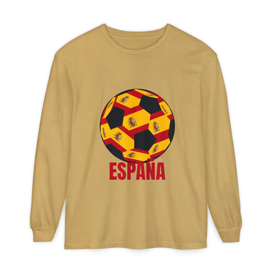 España Soccer Ball Design Long Sleeve Shirt Red Text