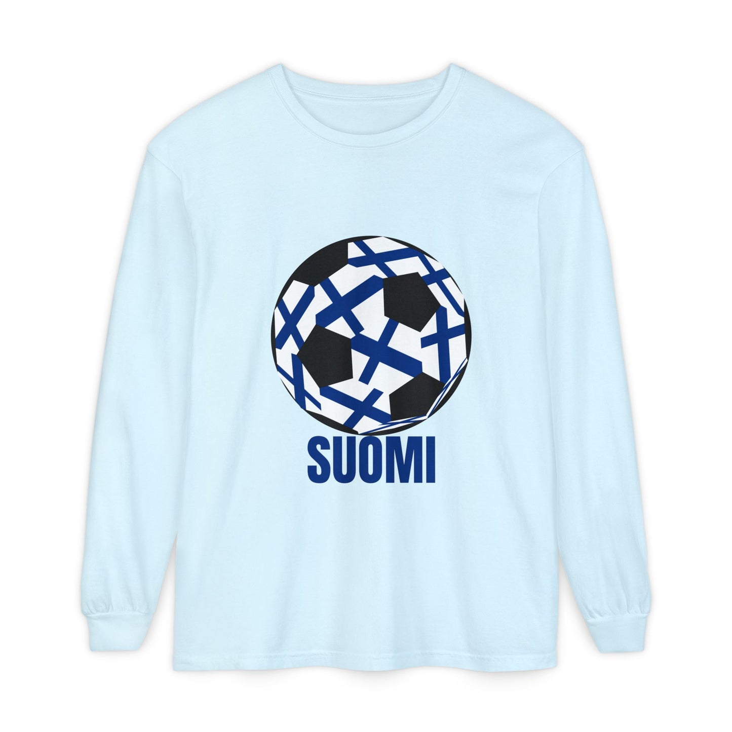 Suomi Fan Specialty Soccer Ball Design Long Sleeve Tee