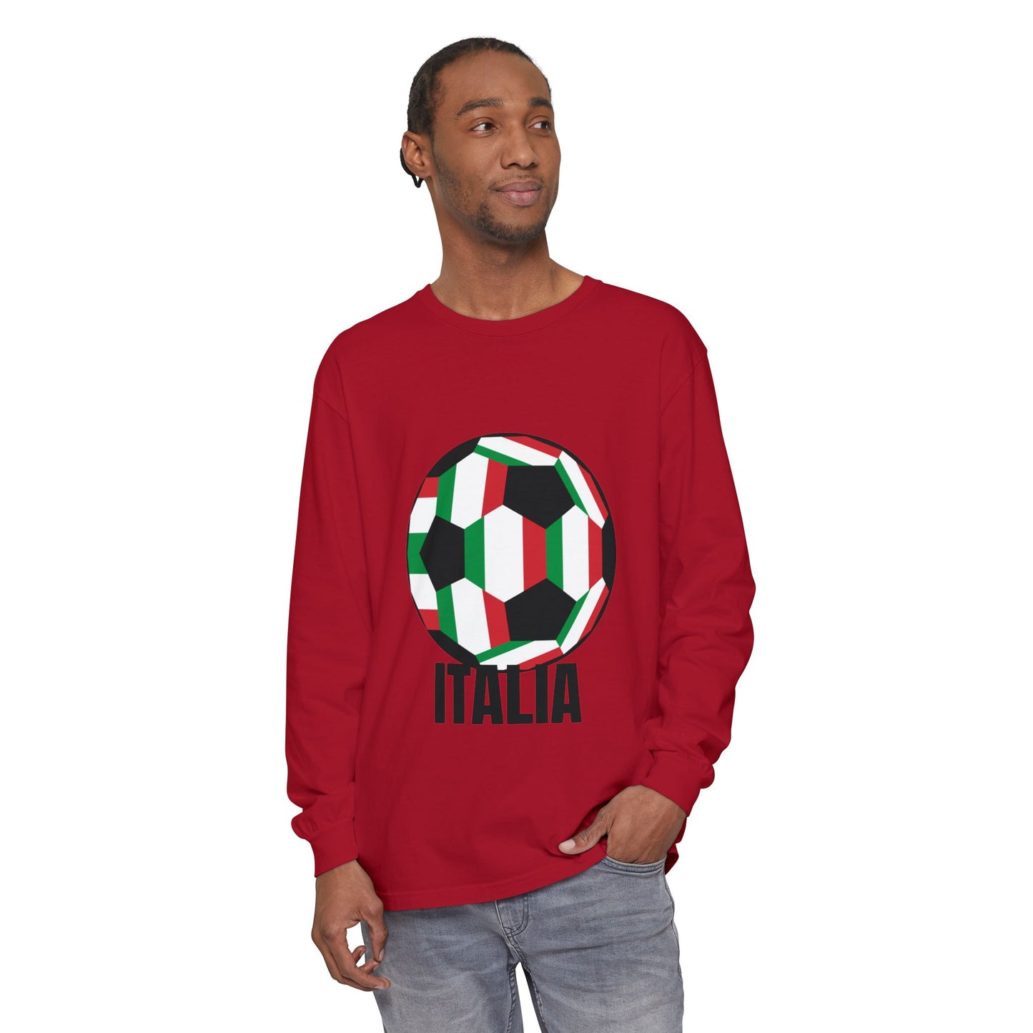 Italia Fan Specialty Soccer Ball Design Long Sleeve Tee