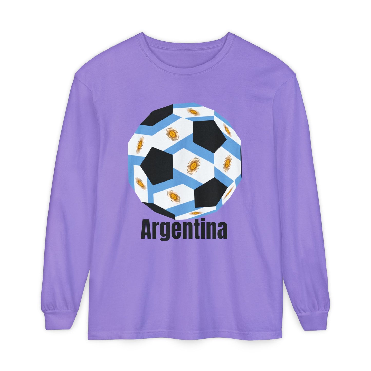 Argentina Fan Specialty Soccer Ball Design Long Sleeve Tee