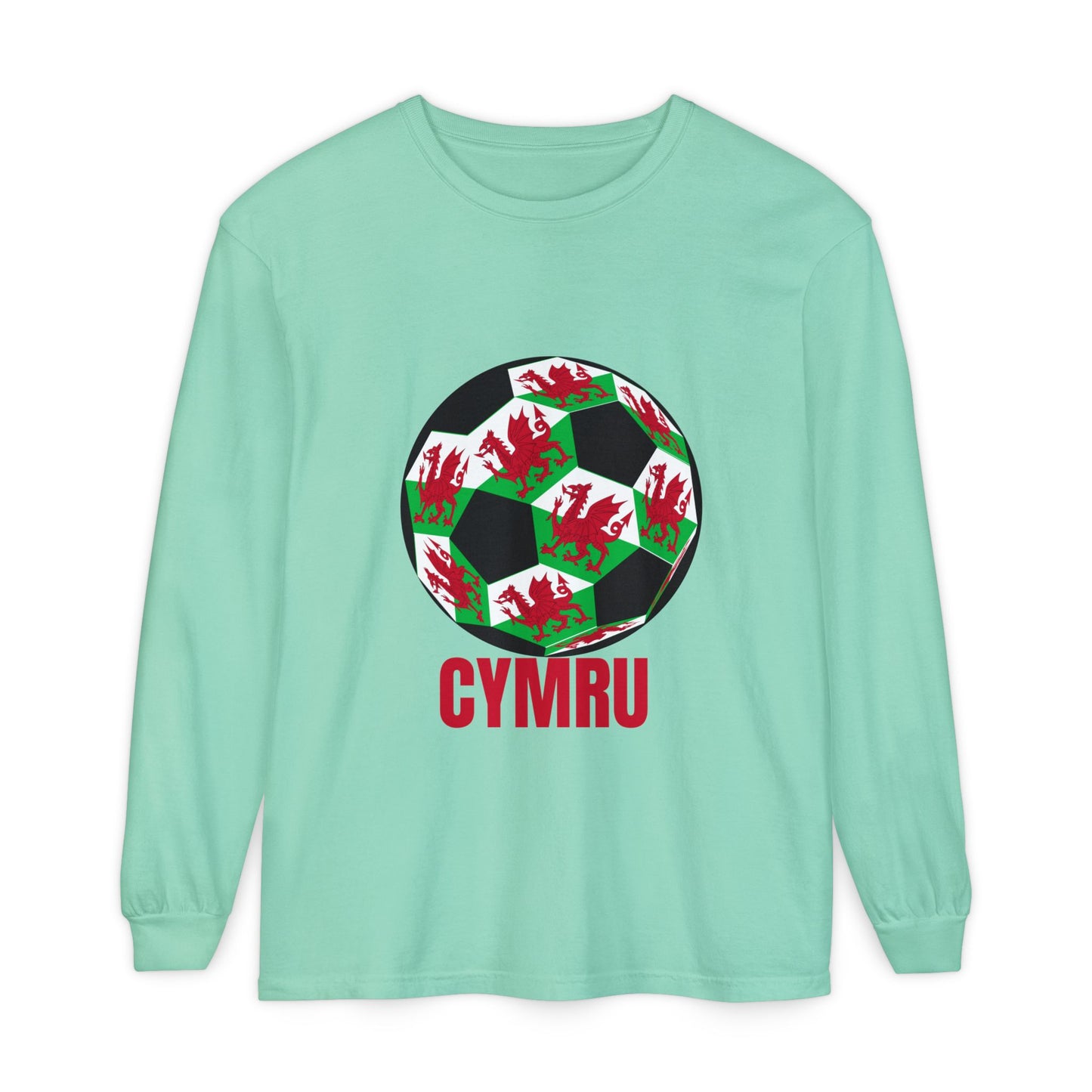 Cymru Fan Specialty Soccer Ball Design Long Sleeve Tee