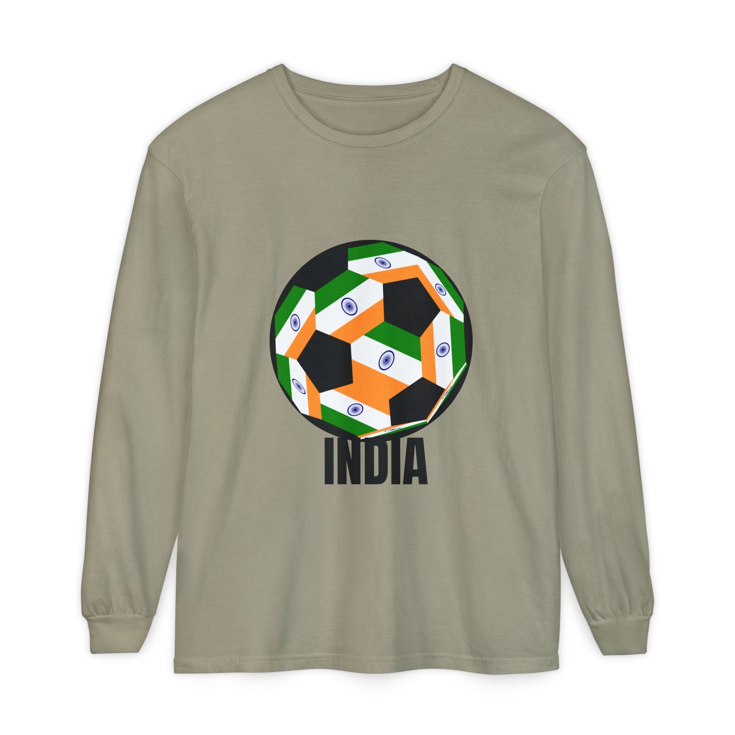 India Fan Specialty Soccer Ball Design Long Sleeve Tee