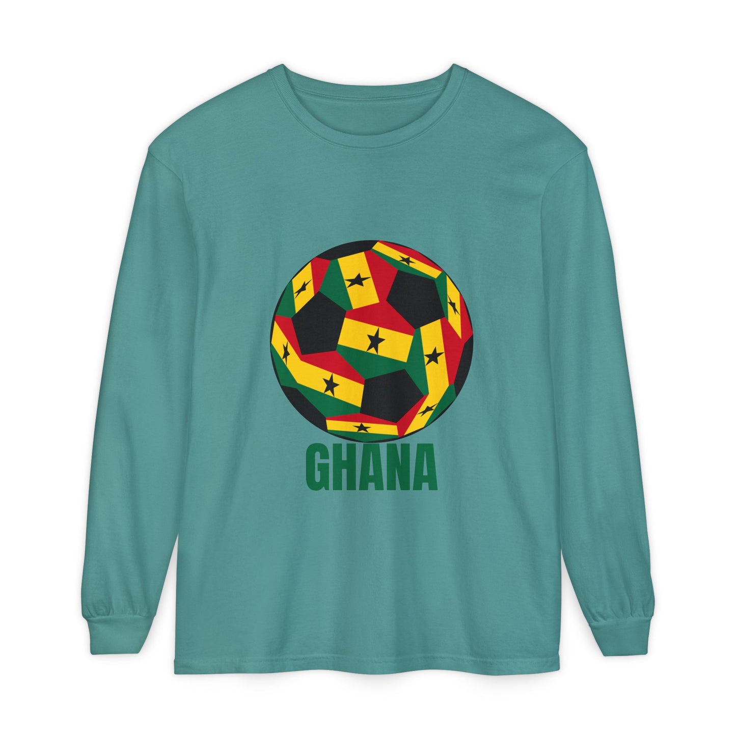 Ghana Fan Specialty Soccer Ball Design Long Sleeve Tee