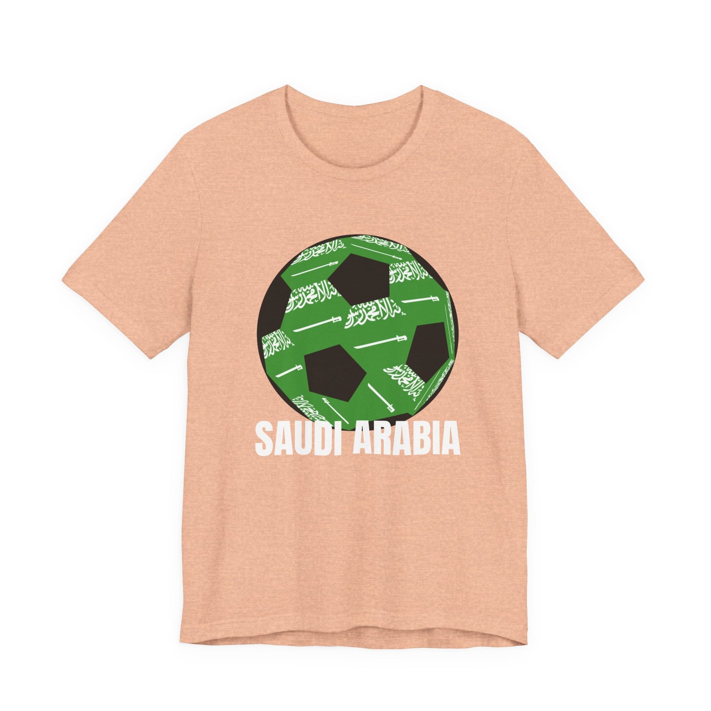 Saudi Arabia Fan Specialty Soccer Ball Design T Shirt White Text