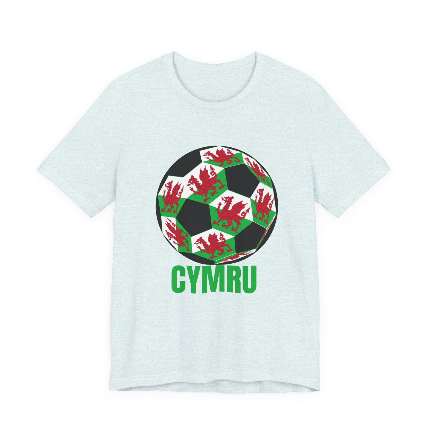 Cymru Fan Specialty Soccer Ball Design T Shirt Green Text