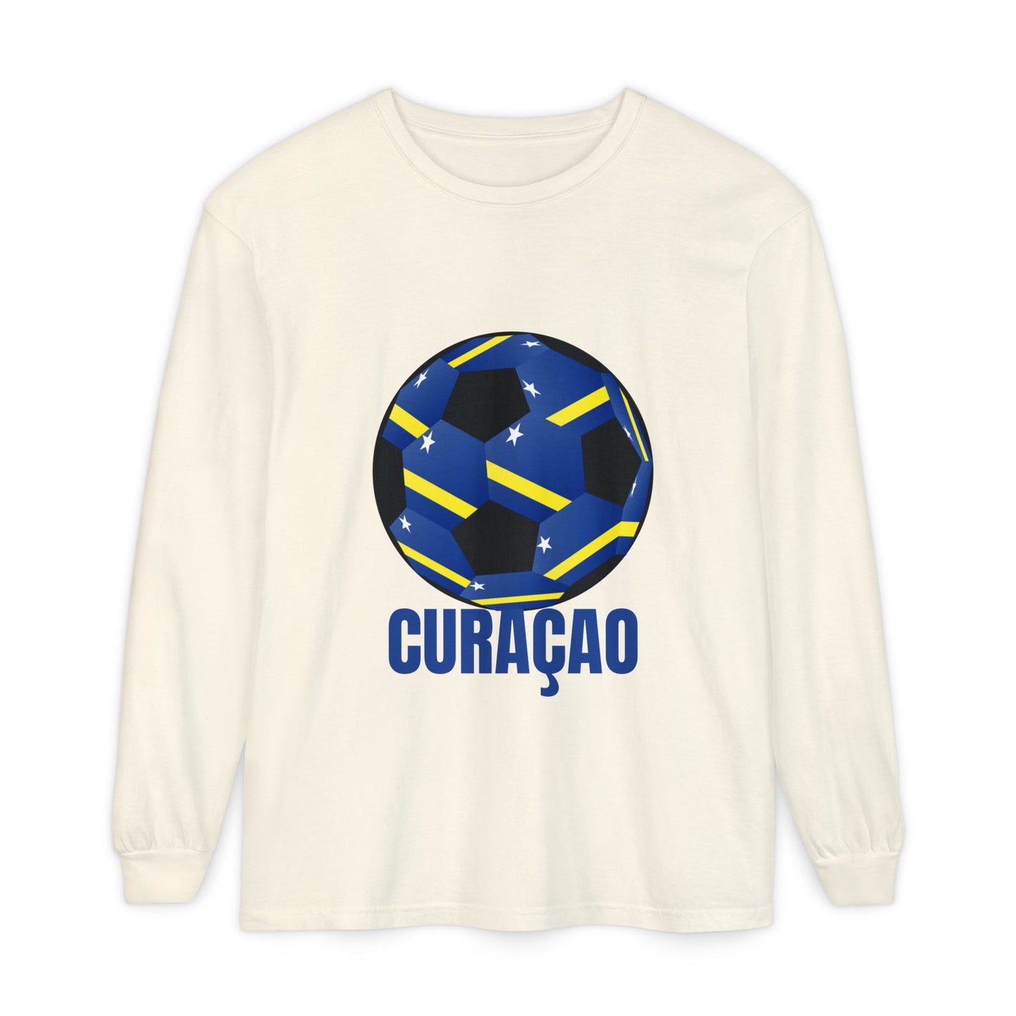 Curacao Fan Specialty Soccer Ball Design Long Sleeve Shirt