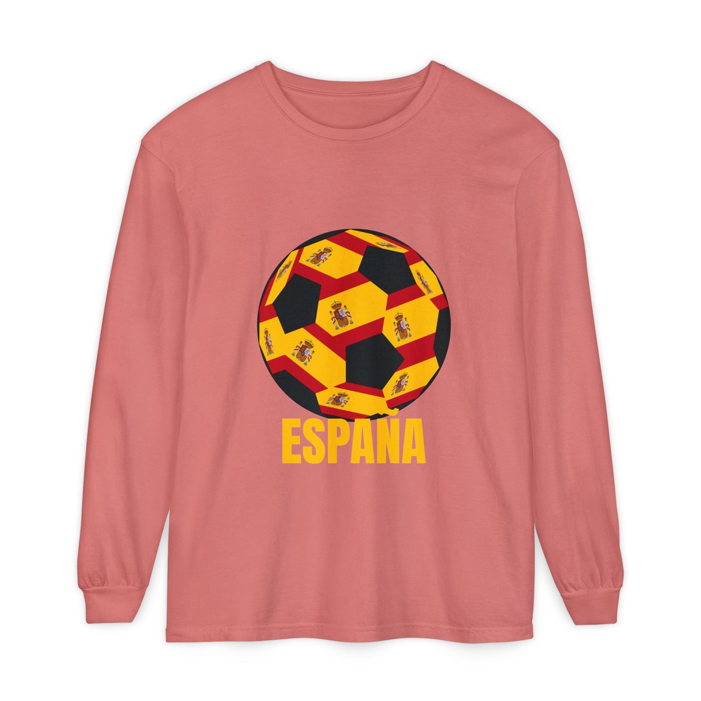 España Soccer Ball Long Sleeve Tee  Gold Text