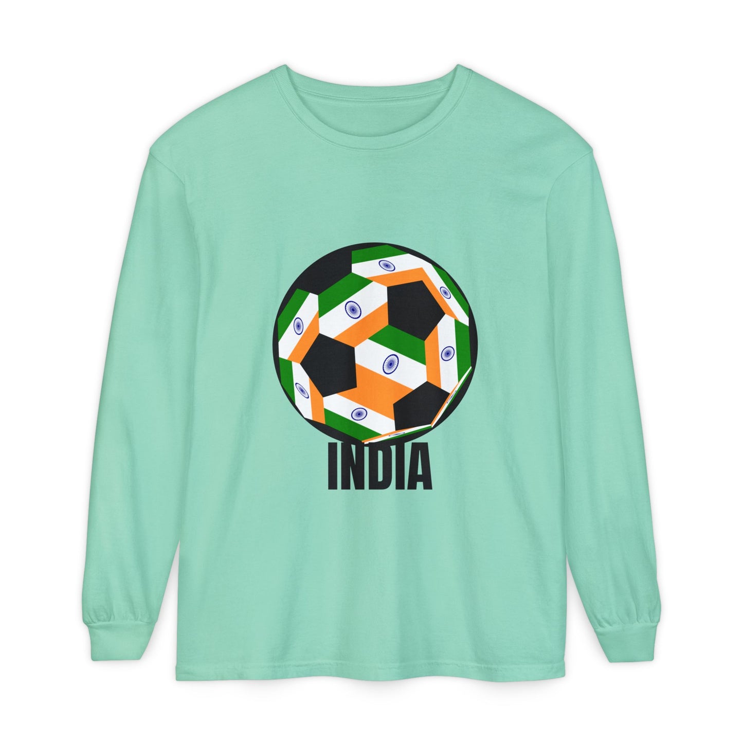 India Fan Specialty Soccer Ball Design Long Sleeve Tee