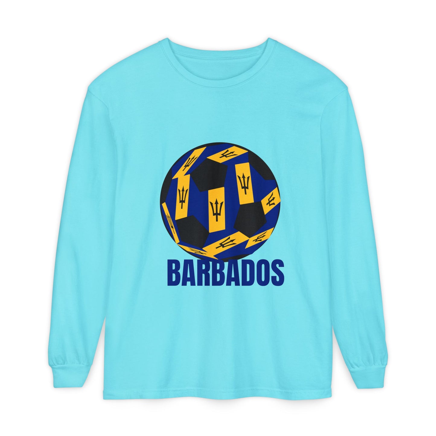 Barbados Fan Specialty Soccer Ball Design Long Sleeve Tee