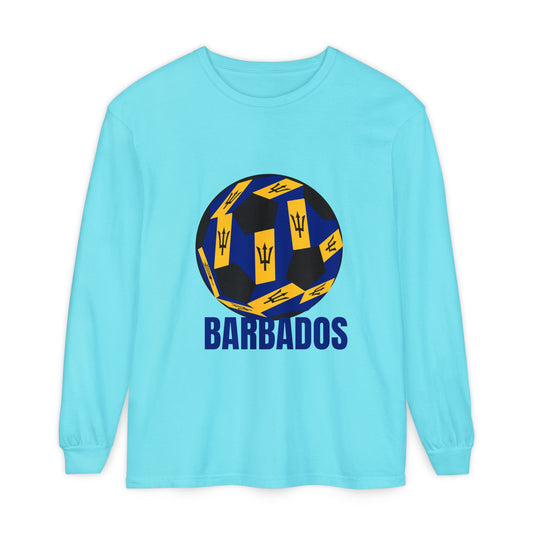 Barbados Fan Specialty Soccer Ball Design Long Sleeve Tee
