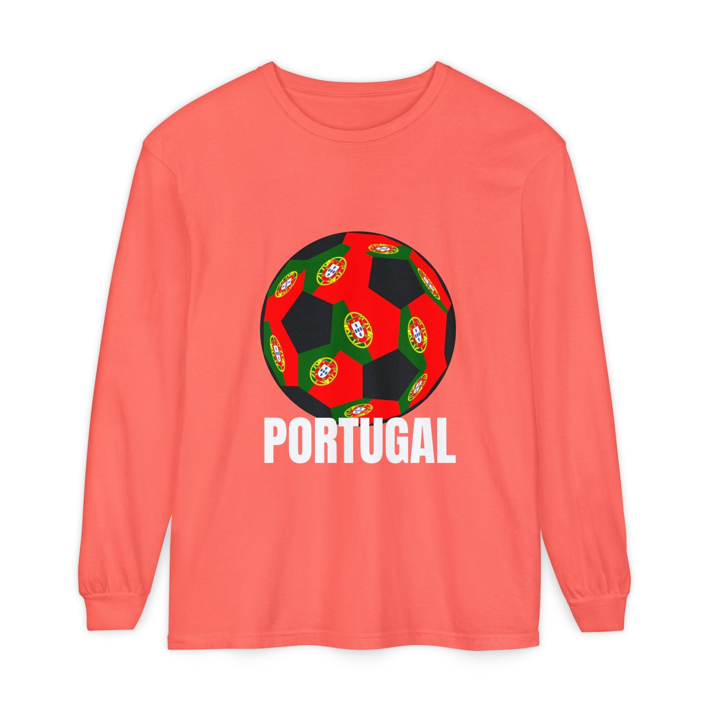 Portugal Fan Specialty Soccer Ball Design Long Sleeve Tee