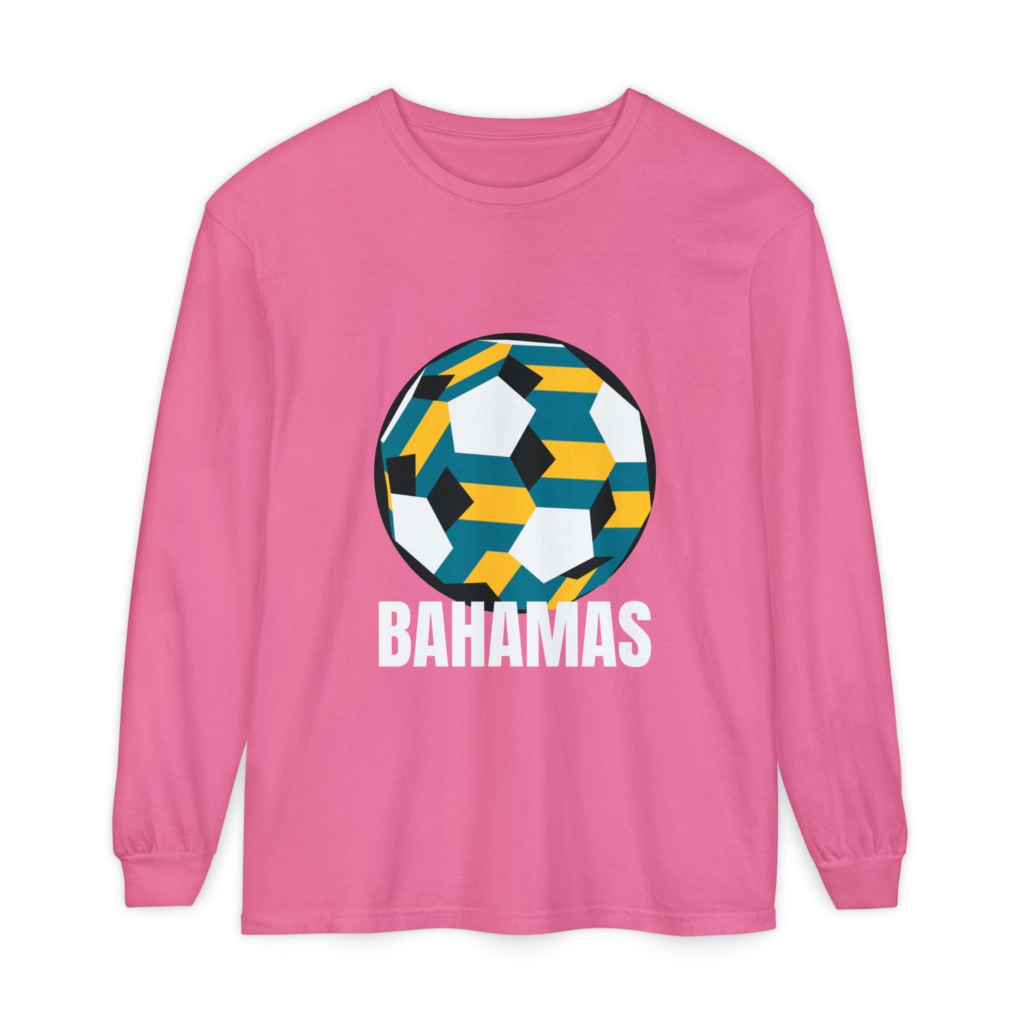 Bahamas Fan Specialty Soccer Ball Design Long Sleeve Tee