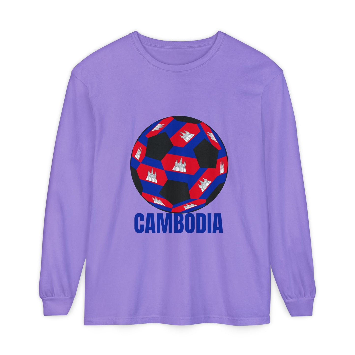 Cambodia Fan Specialty Soccer Ball Design Long Sleeve Tee