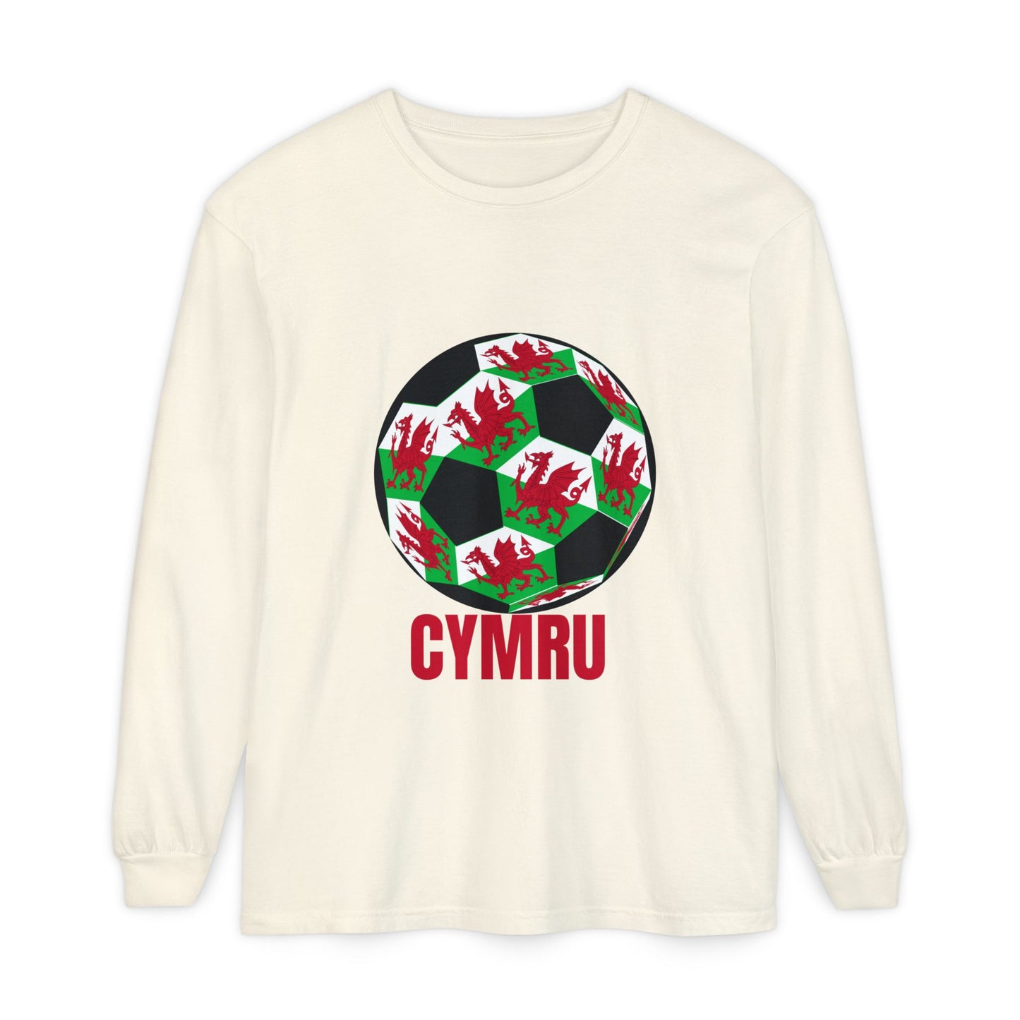 Cymru Fan Specialty Soccer Ball Design Long Sleeve Tee