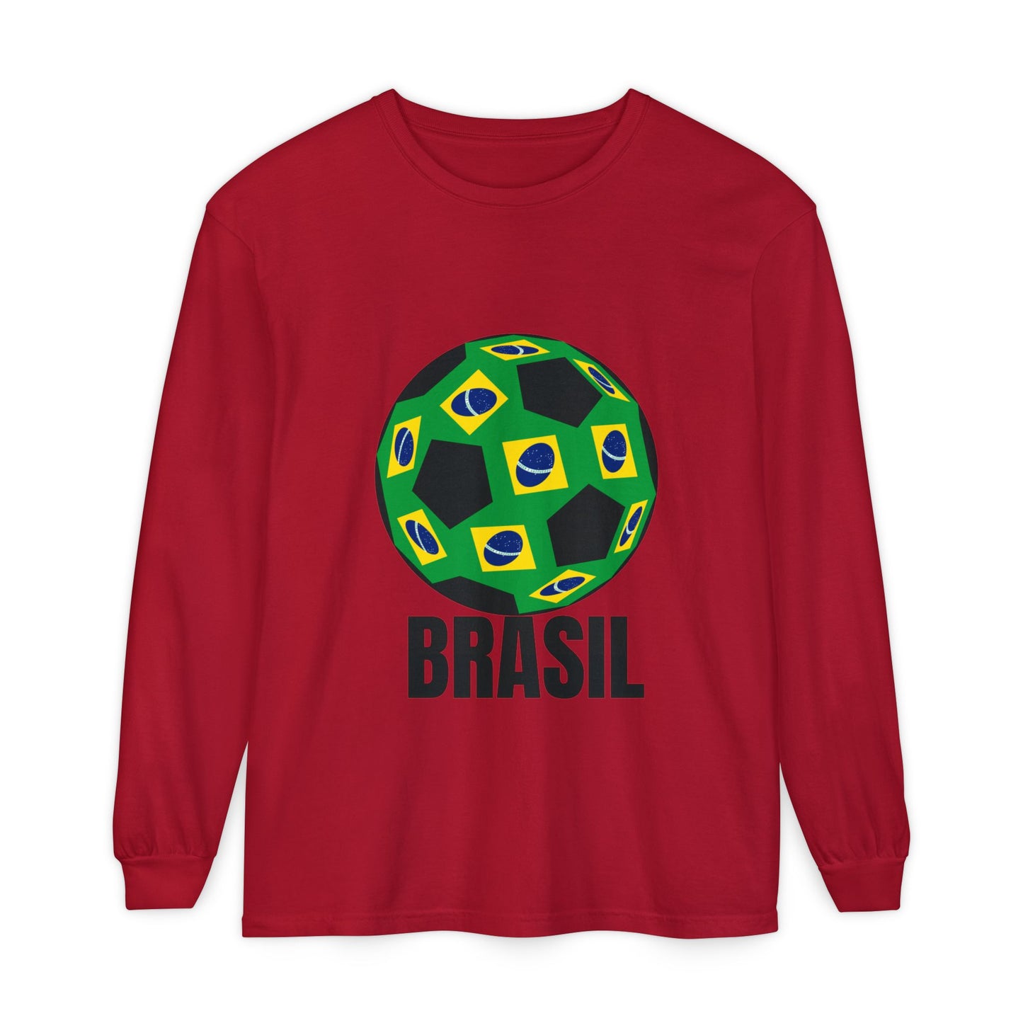 Brasil Fan Specialty Soccer Ball Design Long Sleeve T Shirt
