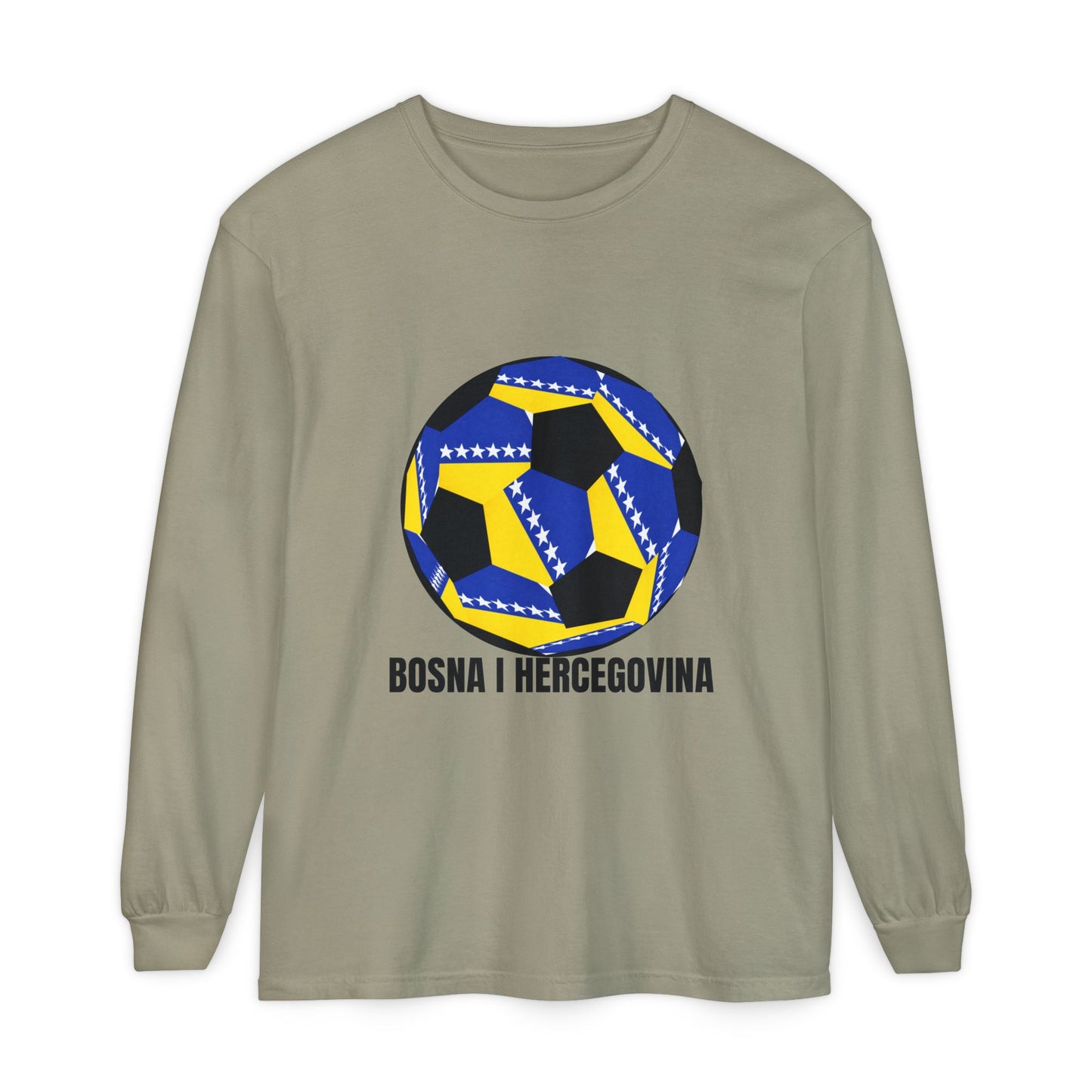 Bosnia Herzegovina Fan Specialty Soccer Ball Design Long Sleeve Tee