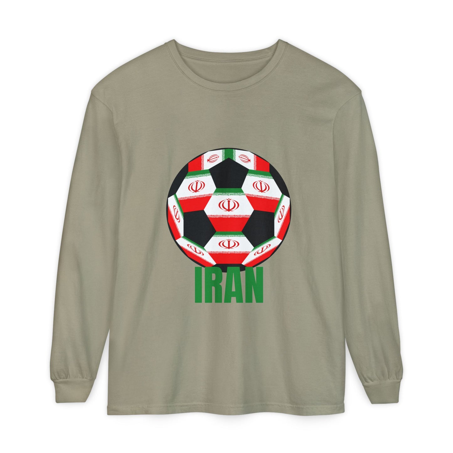 Iran Fan Specialty Soccer Ball Design Long Sleeve Tee