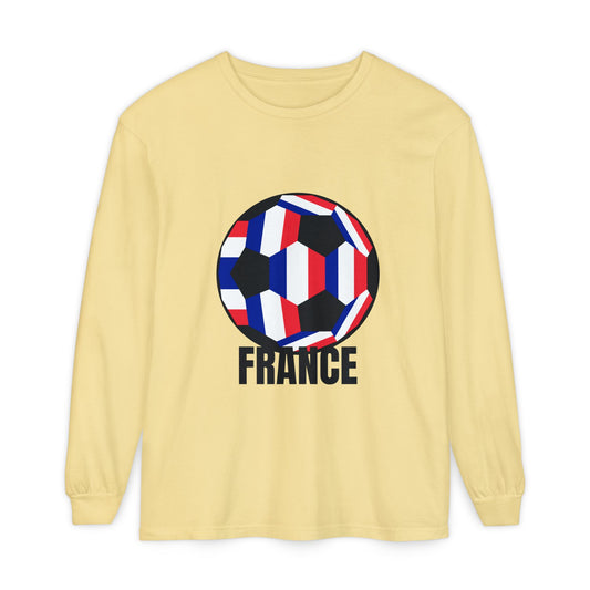 France Fan Specialty Soccer Ball Design Soccer Long Sleeve Tee