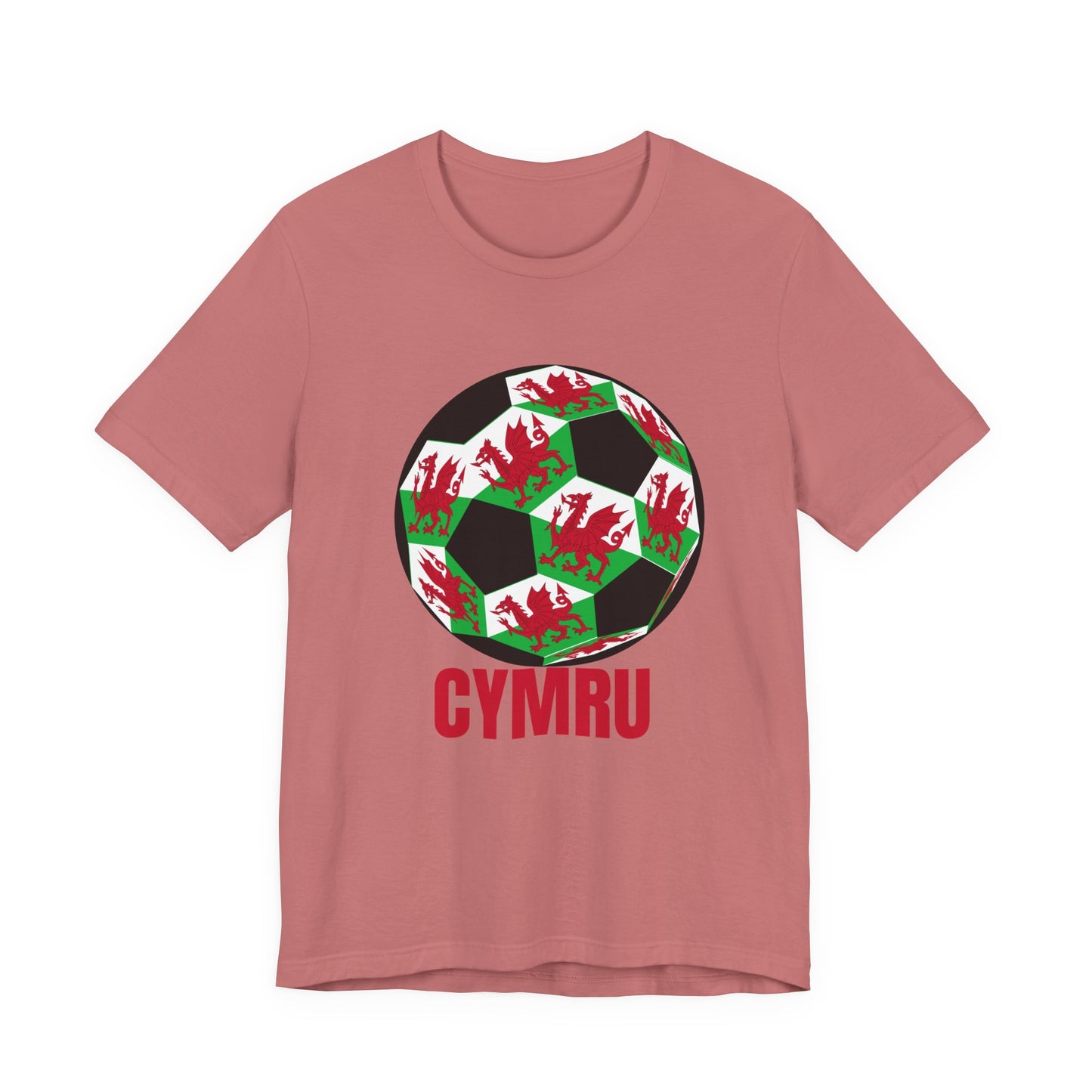 Cymru Fan Specialty Soccer Ball Design T Shirt Red Text