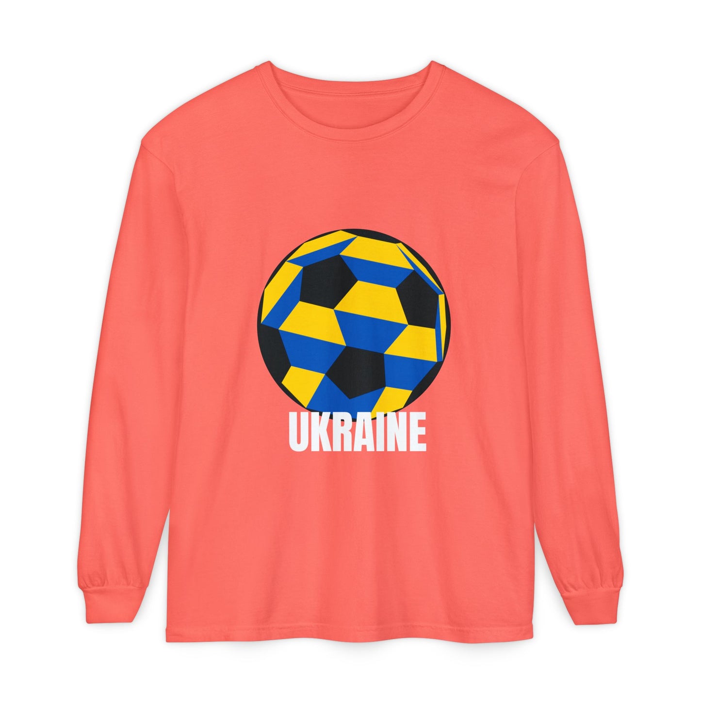 Ukraine Fan Specialty Soccer Ball Design  Long Sleeve Tee