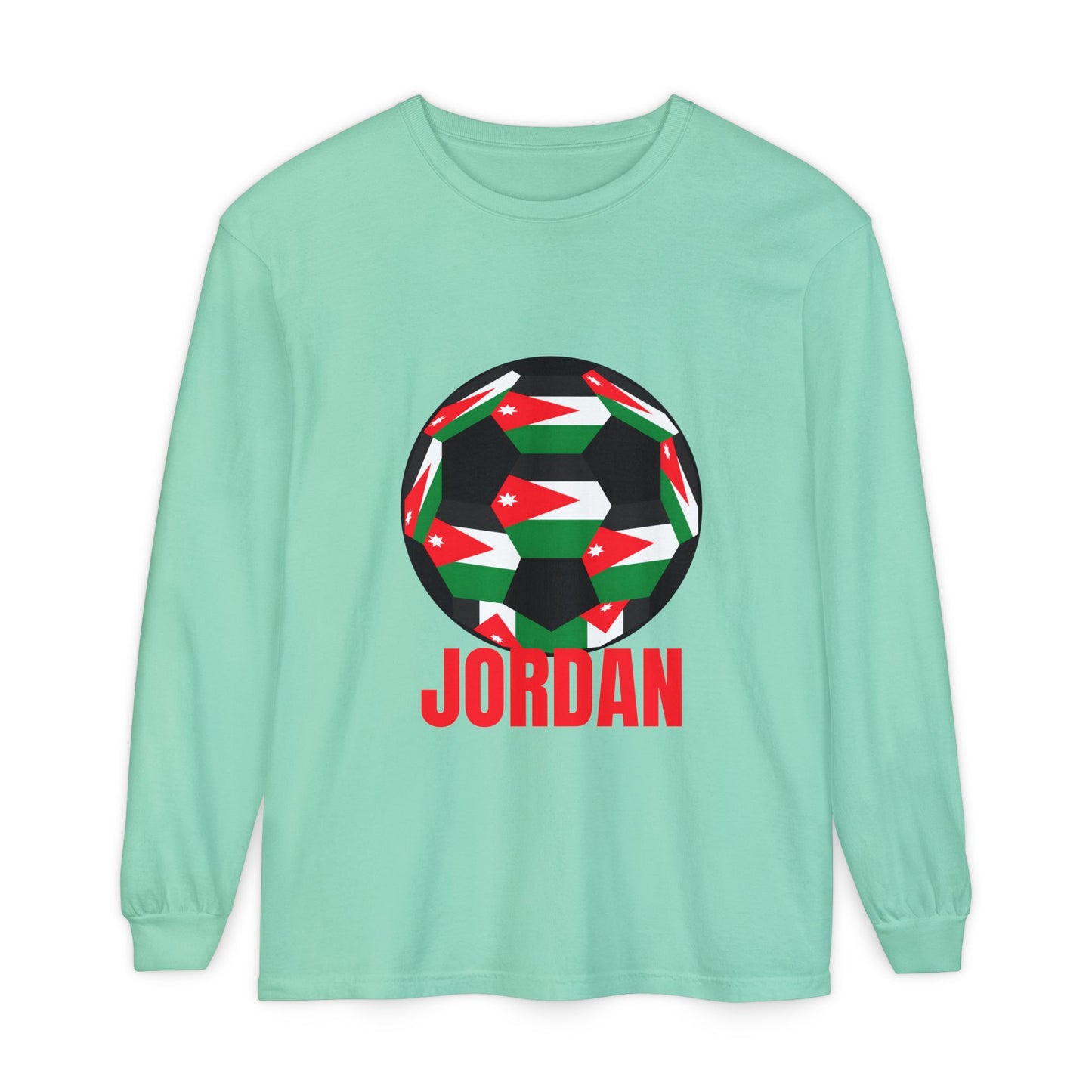Jordan Fan Specialty Soccer Ball Design T Shirt Long Sleeve Tee
