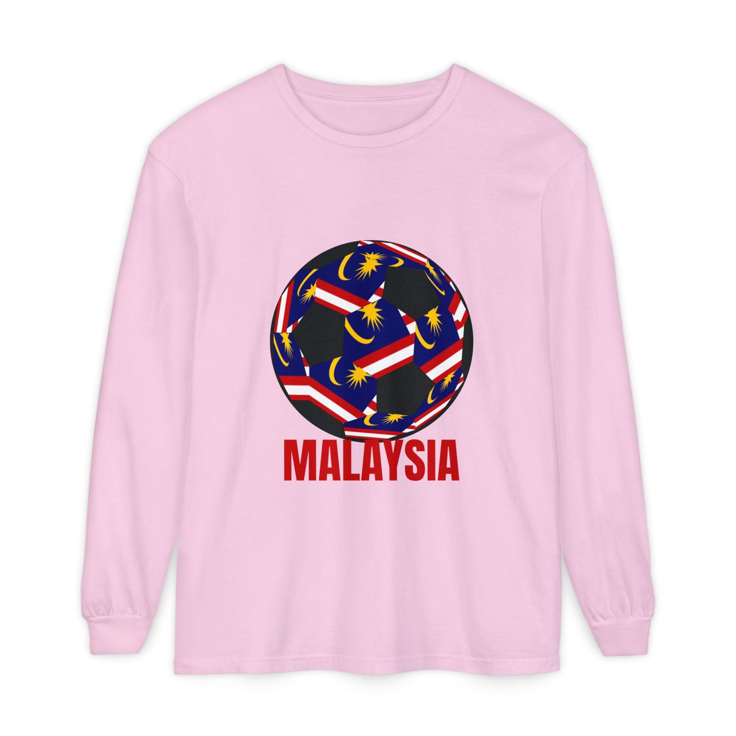 Malaysia Fan Specialty Soccer Ball Design Long Sleeve T-Shirt