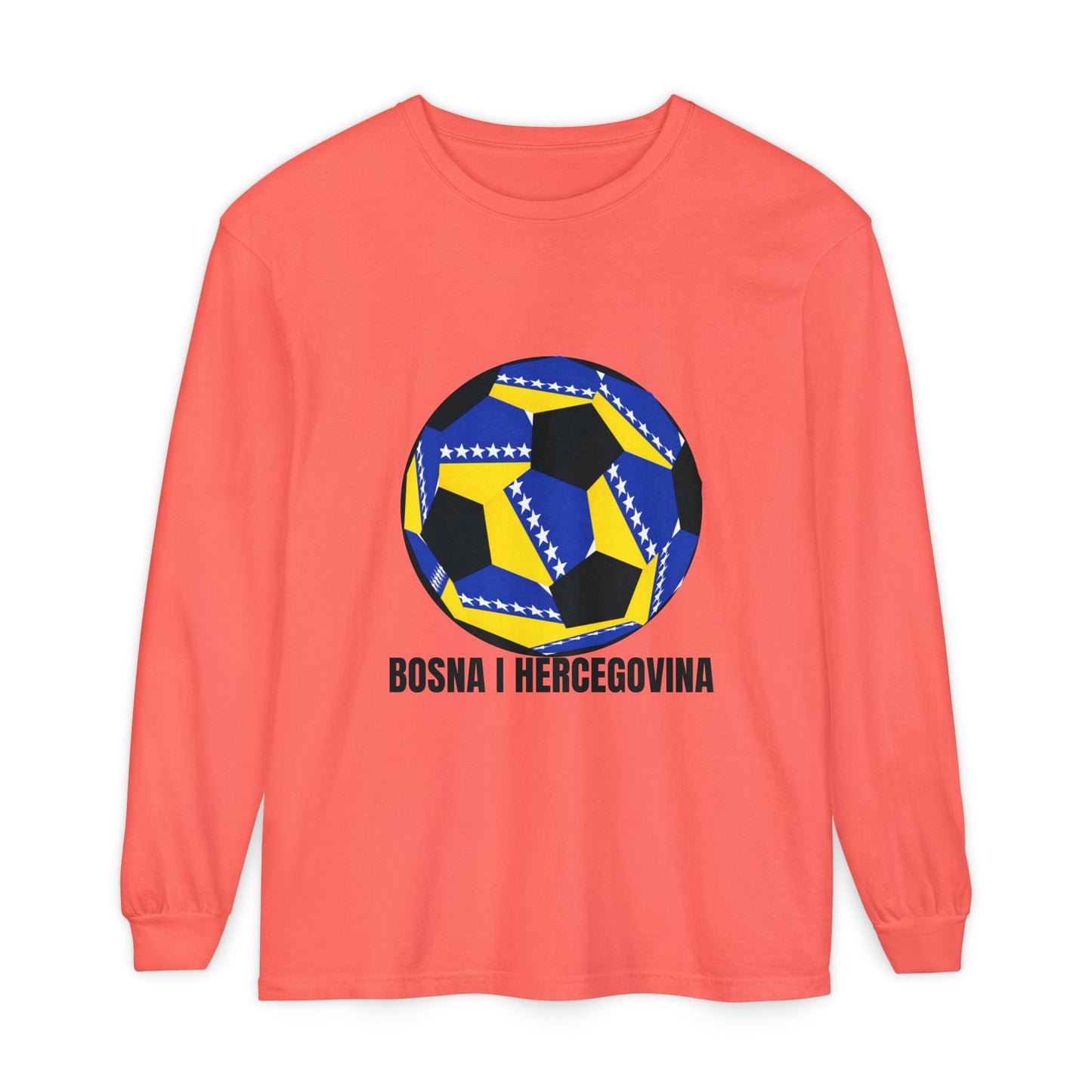 Bosnia Herzegovina Fan Specialty Soccer Ball Design Long Sleeve Tee