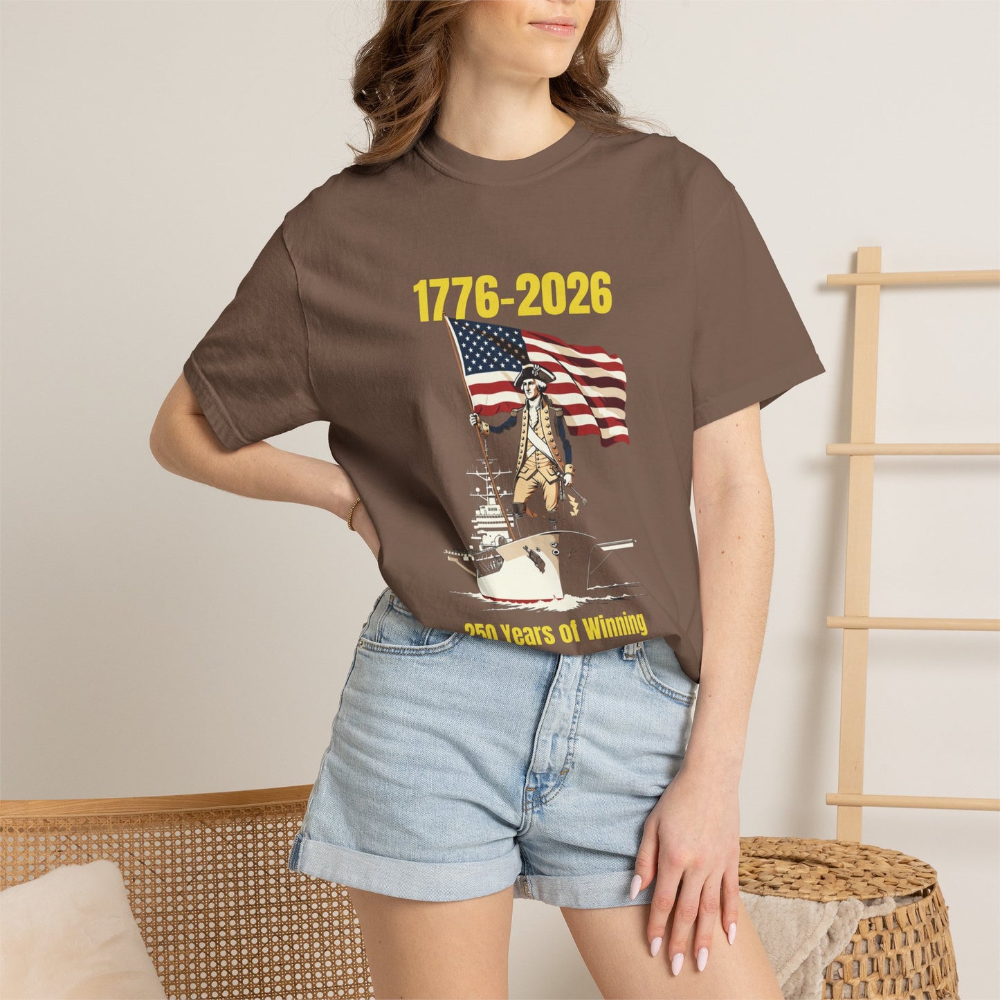 George Washington on an Aircraft Carrier with an American Flag T-shirt | 250 Years of Winning