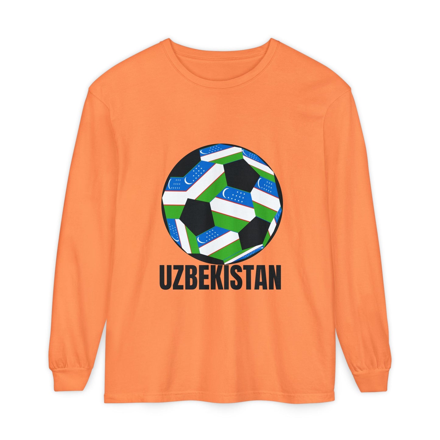 Uzbekistan Fan Specialty Soccer Ball Design Long Sleeve Tee