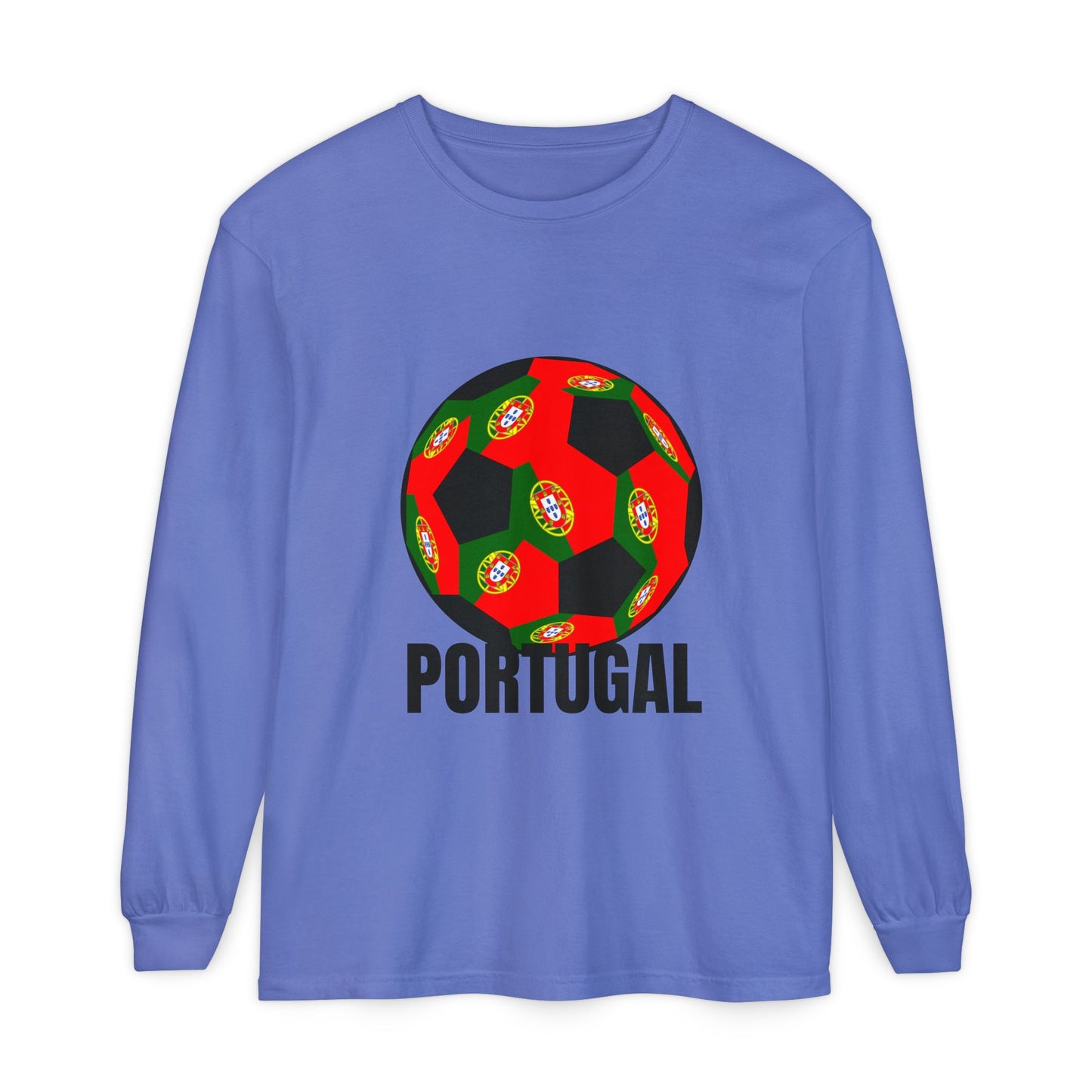 Portugal Fan Specialty Soccer Ball Design Long Sleeve Tee