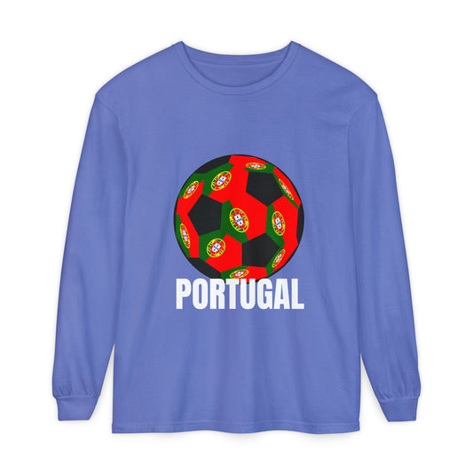 Portugal Fan Specialty Soccer Ball Design Long Sleeve Tee