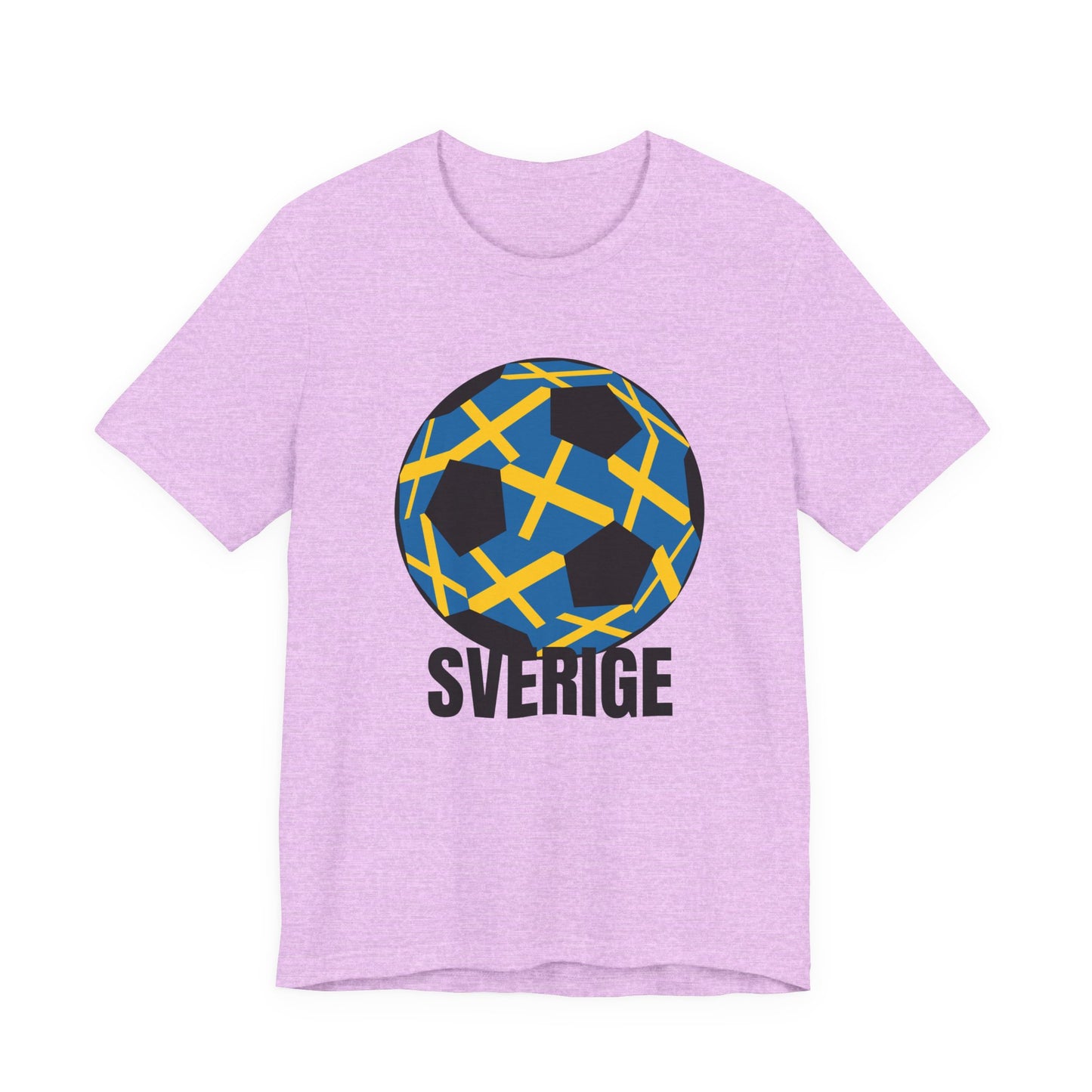 Sverige Fan Specialty Soccer Ball Design T Shirt  Black Text
