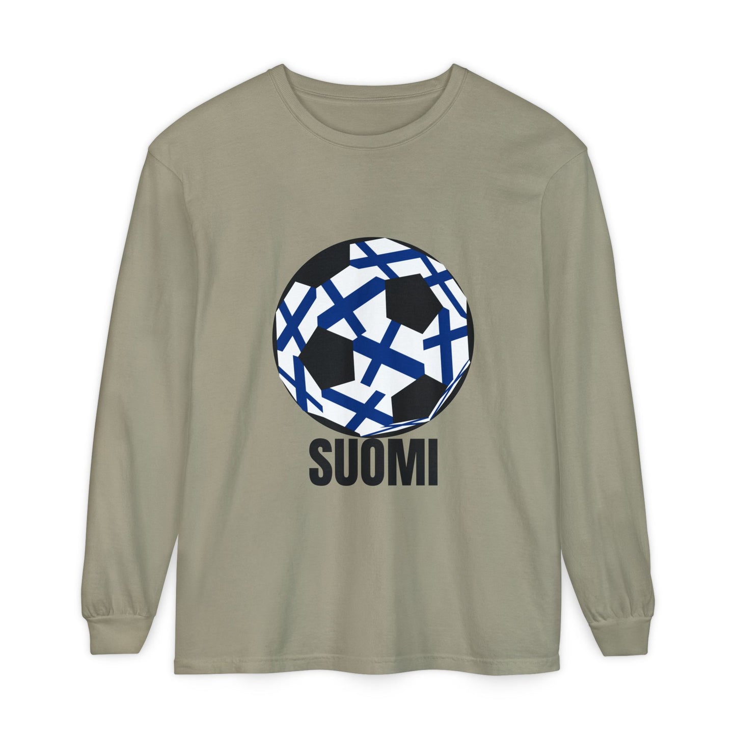 Finland Fan Specialty Soccer Ball Design Long Sleeve T-Shirt