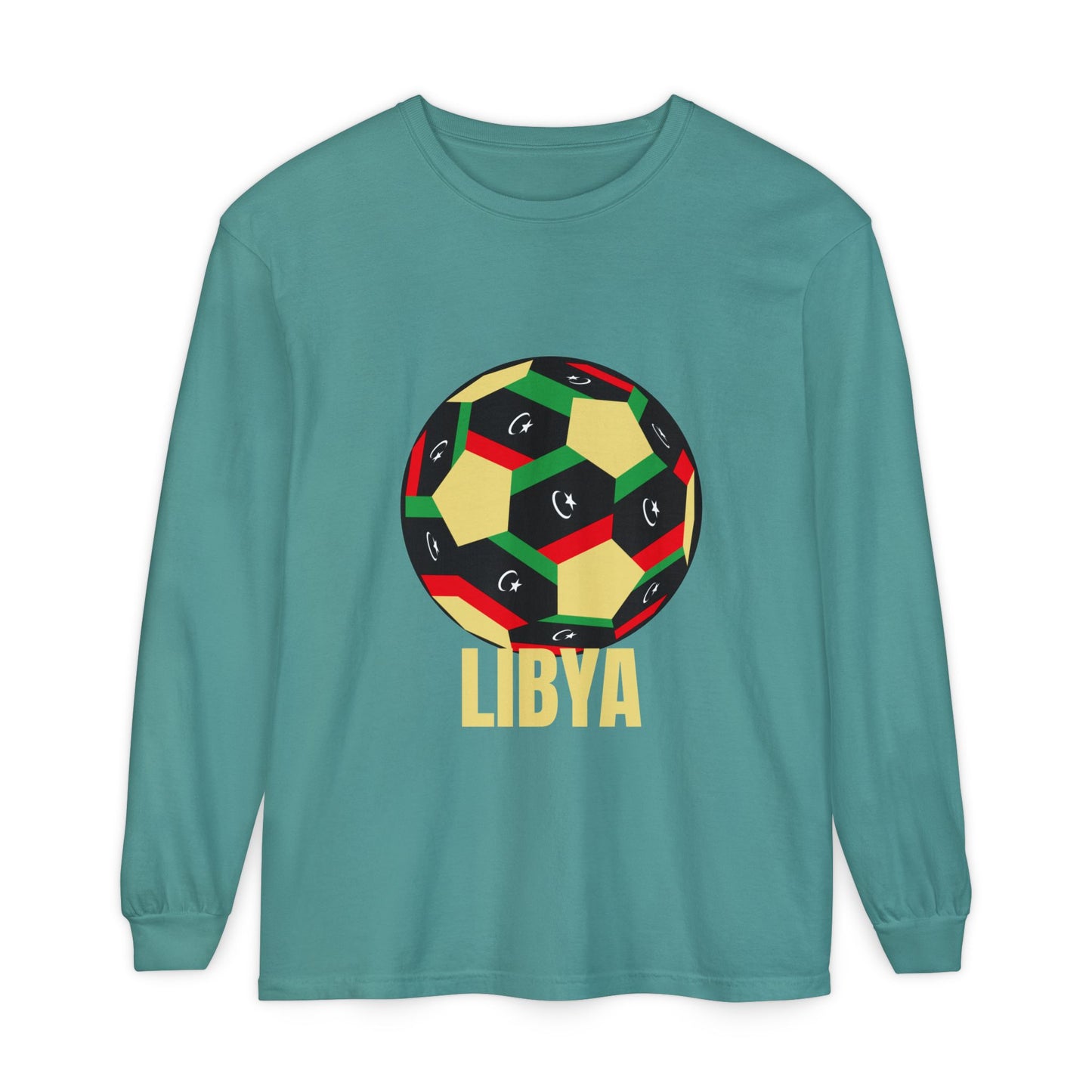 Libya Fan Specialty Soccer Ball Design Long Sleeve Tee