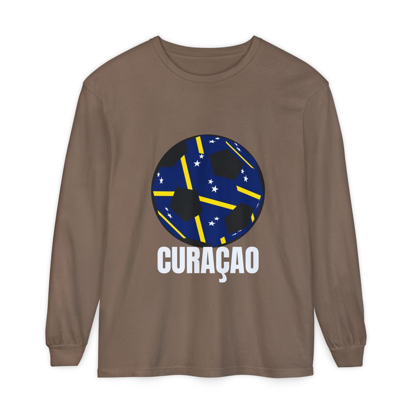 Curacao Fan Specialty Soccer Ball Design Long Sleeve Tee