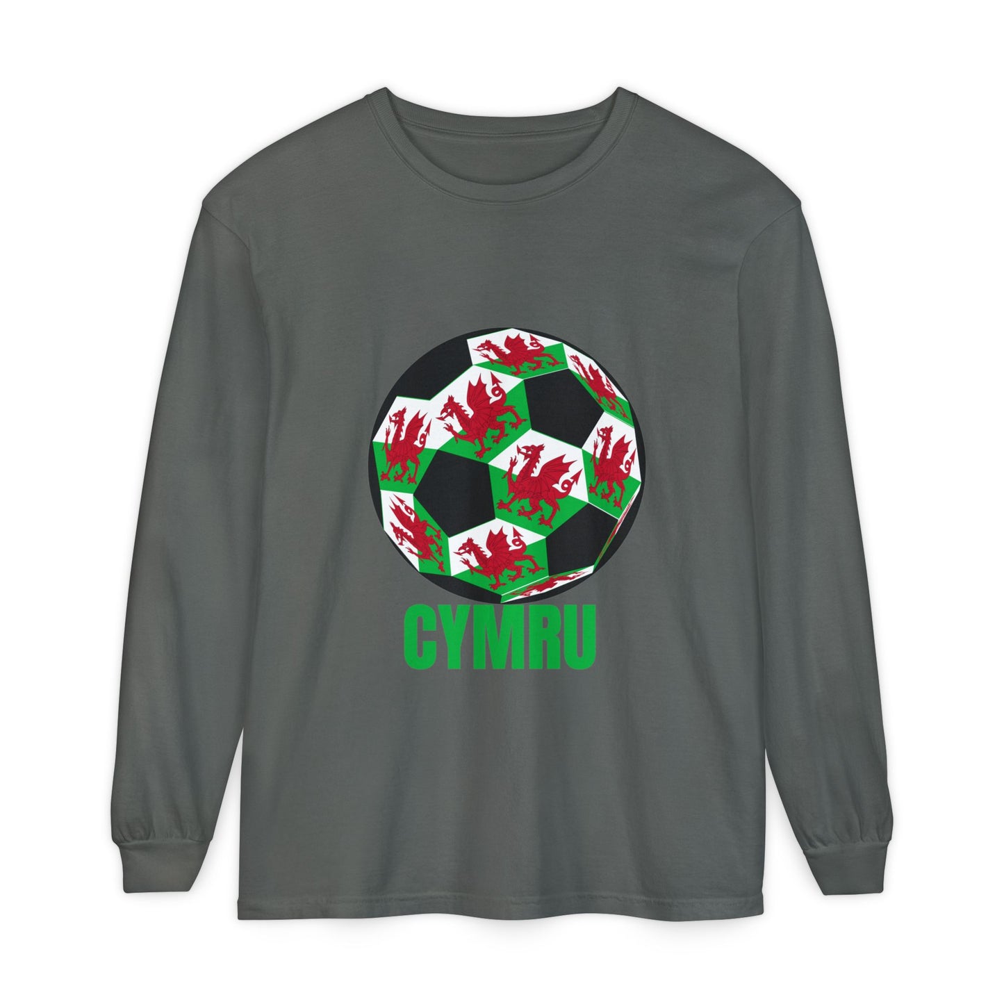 Cymru Fan Specialty Soccer Ball Design Long Sleeve Tee