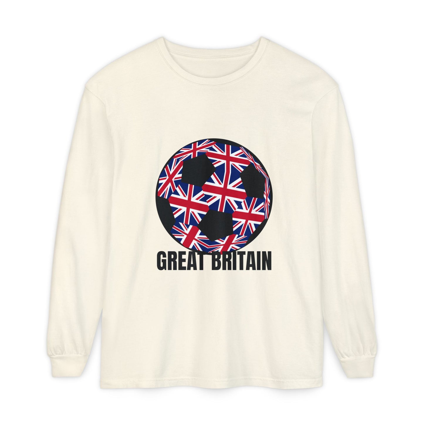 Great Britain Fan Specialty Soccer Ball Design Long Sleeve T-Shirt