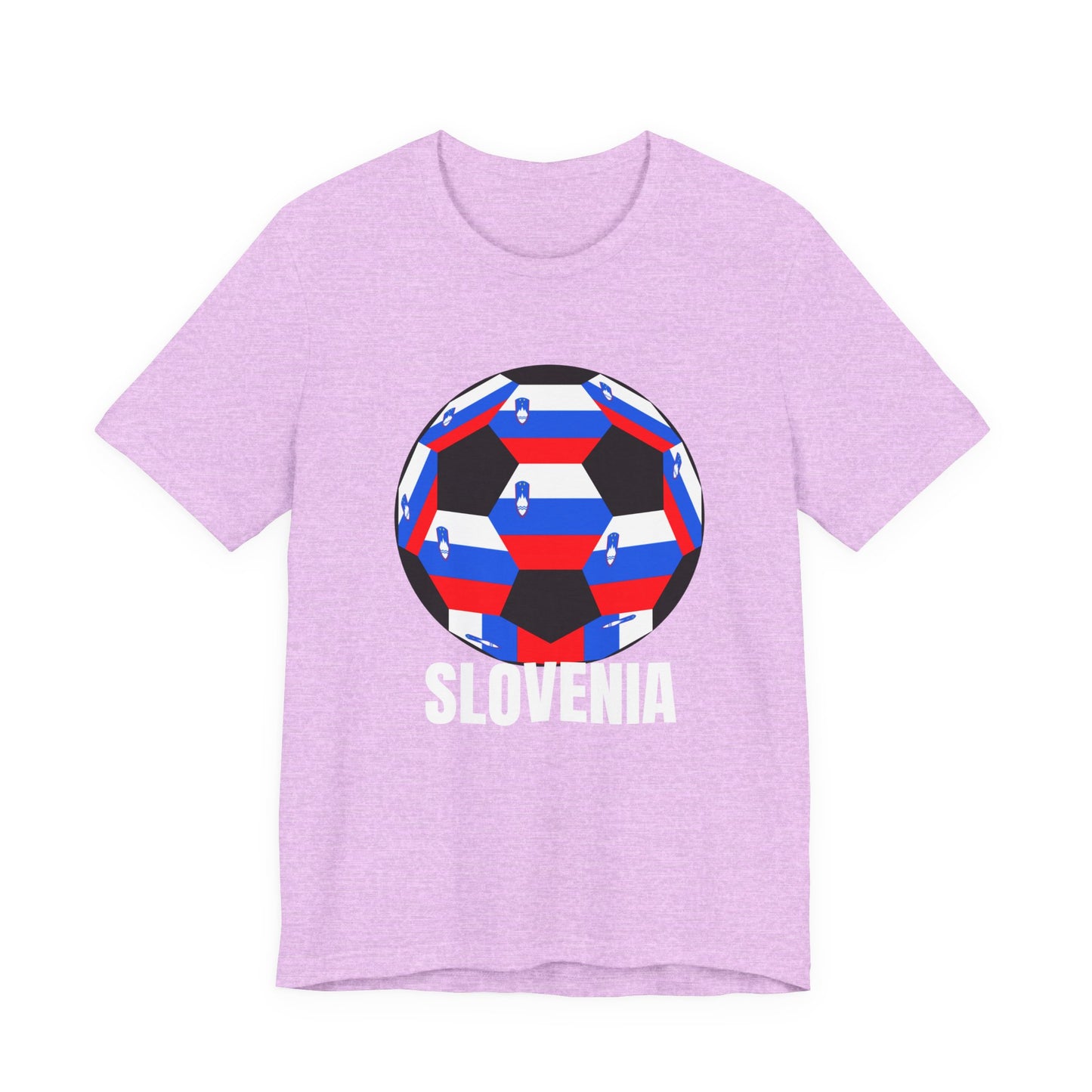 Slovenia Fan Specialty Soccer Ball Design T Shirt White Text