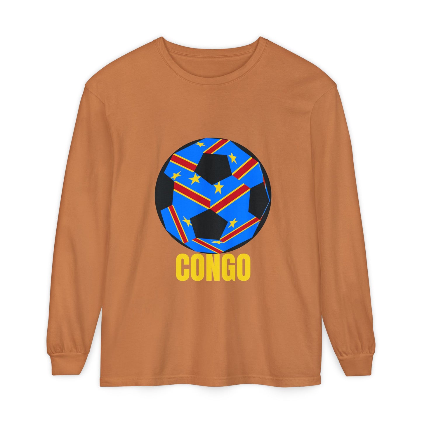 Congo Fan Specialty Soccer Ball Design T Shirt Yellow Text