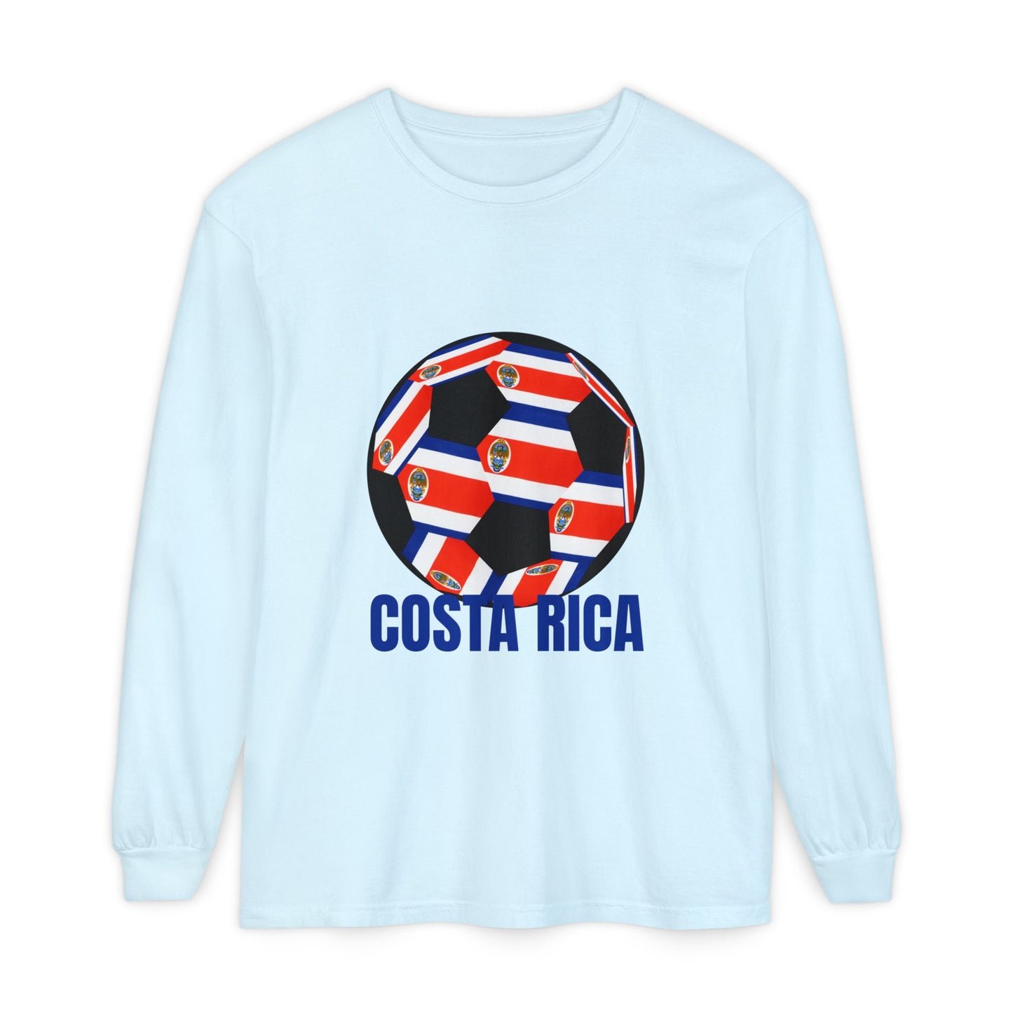Costa Rica Fan Specialty Soccer Ball Design Long Sleeve T-Shirt