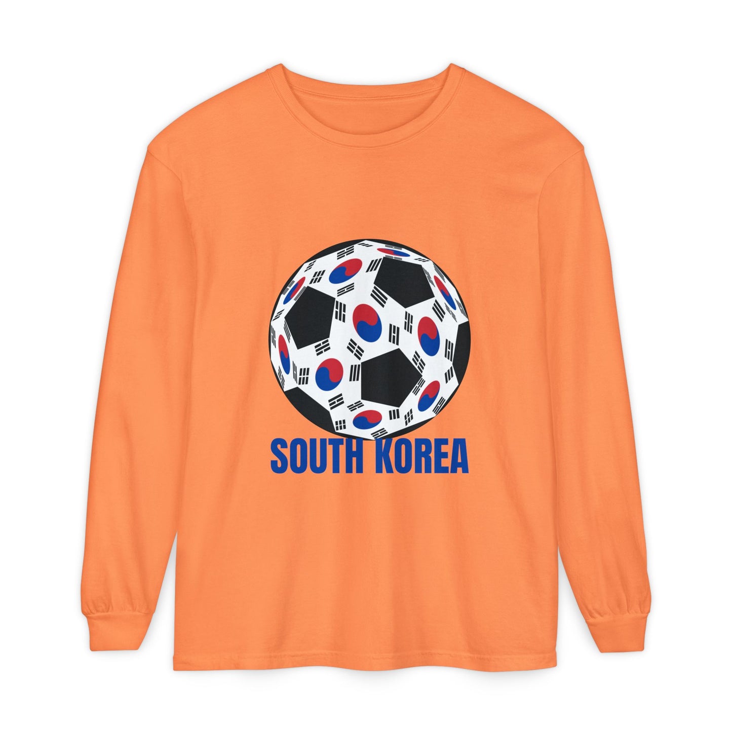 South Korea Fan Specialty Soccer Ball Design Long Sleeve Tee Blue Print