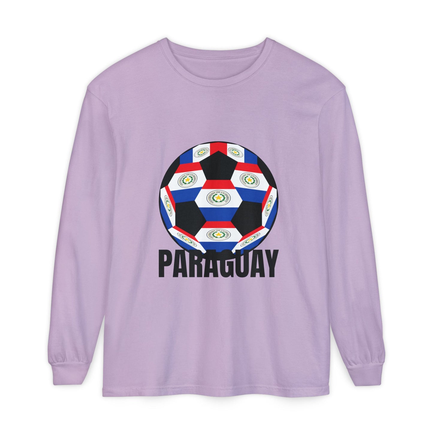 Paraguay Fan Specialty Soccer Ball Design Long Sleeve Tee