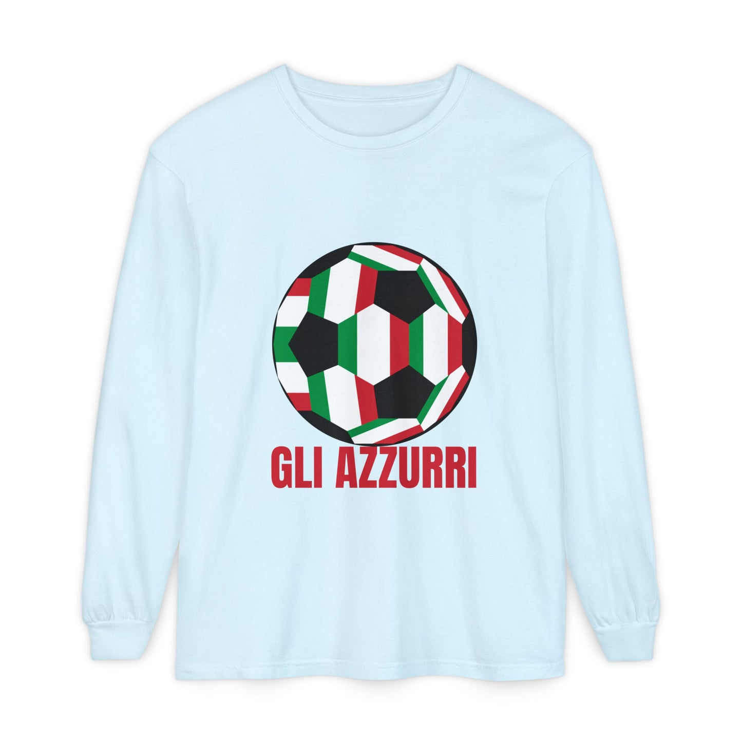 Gli Azzurri Fan Specialty Soccer Ball Design Long Sleeve Tee