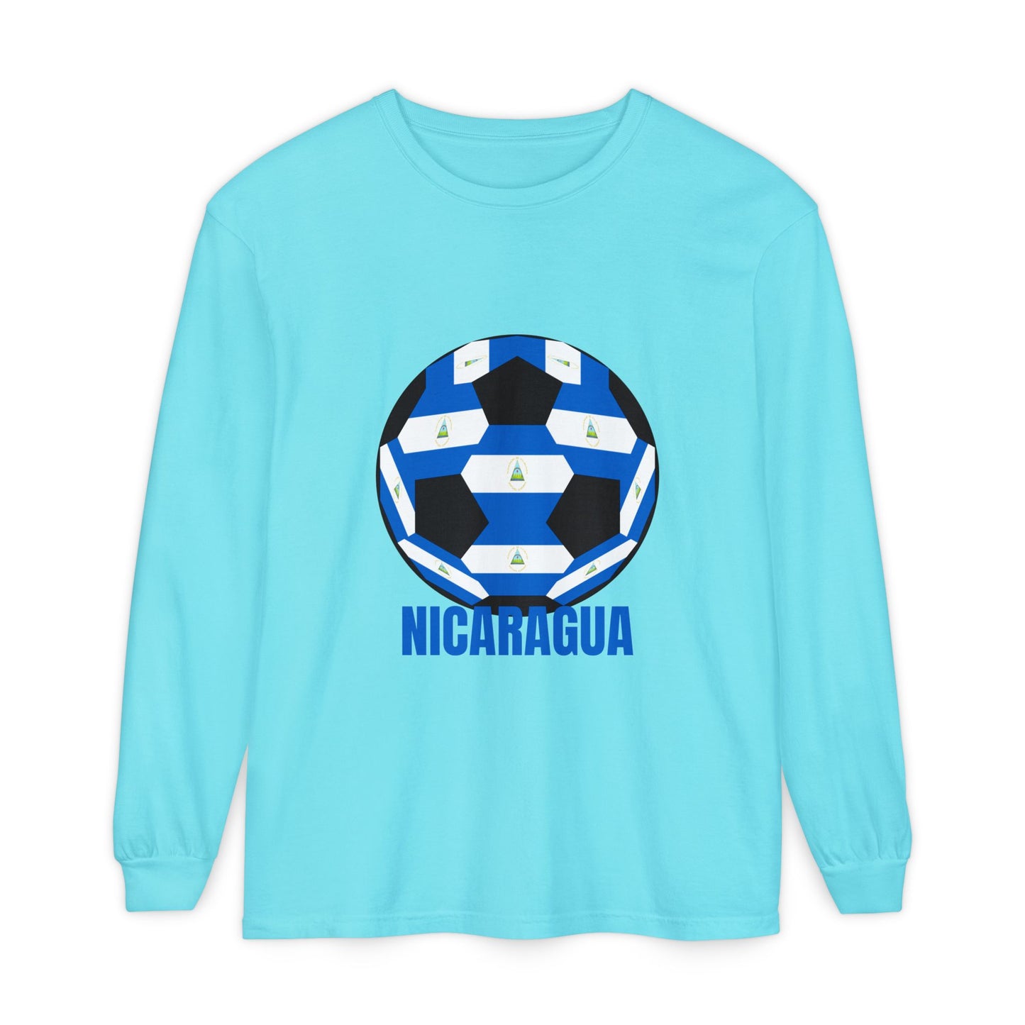 Nicaragua Fan Specialty Soccer Ball Design Long Sleeve Shirt